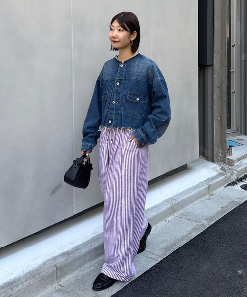 CIAOPANIC TYPY（チャオパニックティピー）の「【UNISEX】【プラスサイズあり】ストライプシアサッカーイージーパンツ（その他パンツ・レディース・ホワイト/ピンク/ベージュ/ブルー・LARGE/MEDIUM/XX-LARGE）」の8枚目の写真