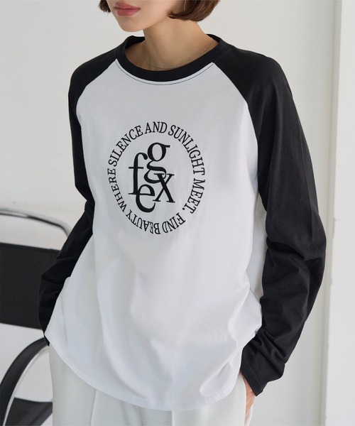 KOBE LETTUCE(コウベレタス)の「ロゴ刺しゅうラグランロンT(Tシャツ/カットソー・レディース・ホワイト×グレー/ホワイト×ネイビー/ホワイト×ブラック・M)」の8枚目の写真