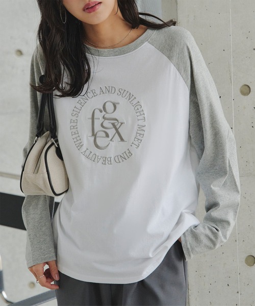KOBE LETTUCE(コウベレタス)の「ロゴ刺しゅうラグランロンT(Tシャツ/カットソー・レディース・ホワイト×グレー/ホワイト×ネイビー/ホワイト×ブラック・M)」の11枚目の写真