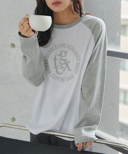 KOBE LETTUCE(コウベレタス)の「ロゴ刺しゅうラグランロンT(Tシャツ/カットソー・レディース・ホワイト×グレー/ホワイト×ネイビー/ホワイト×ブラック・M)」の13枚目の写真