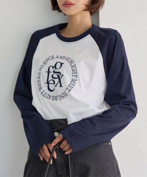 KOBE LETTUCE(コウベレタス)の「ロゴ刺しゅうラグランロンT(Tシャツ/カットソー・レディース・ホワイト×グレー/ホワイト×ネイビー/ホワイト×ブラック・M)」の19枚目の写真