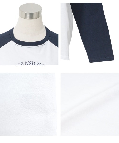 KOBE LETTUCE(コウベレタス)の「ロゴ刺しゅうラグランロンT(Tシャツ/カットソー・レディース・ホワイト×グレー/ホワイト×ネイビー/ホワイト×ブラック・M)」の22枚目の写真