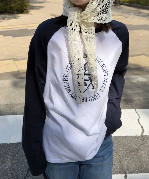 KOBE LETTUCE(コウベレタス)の「ロゴ刺しゅうラグランロンT(Tシャツ/カットソー・レディース・ホワイト×グレー/ホワイト×ネイビー/ホワイト×ブラック・M)」の16枚目の写真
