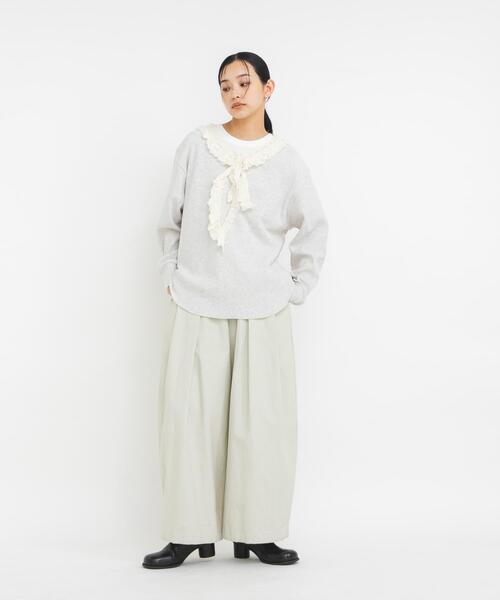 KBF（ケイビーエフ）の「レースフリルワッフルプルオーバー（Tシャツ/カットソー・レディース・オートミール/チャコールグレー・ONE）」の17枚目の写真