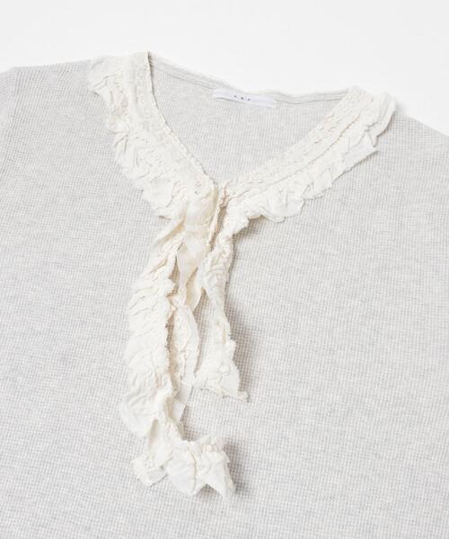 KBF（ケイビーエフ）の「レースフリルワッフルプルオーバー（Tシャツ/カットソー・レディース・オートミール/チャコールグレー・ONE）」の21枚目の写真
