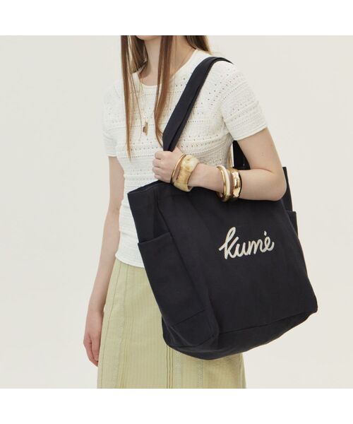 KUME(クメ)の「Logo Embroidered Canvas Bag, Navy(ショルダーバッグ・レディース・その他・FREE)」の1枚目の写真