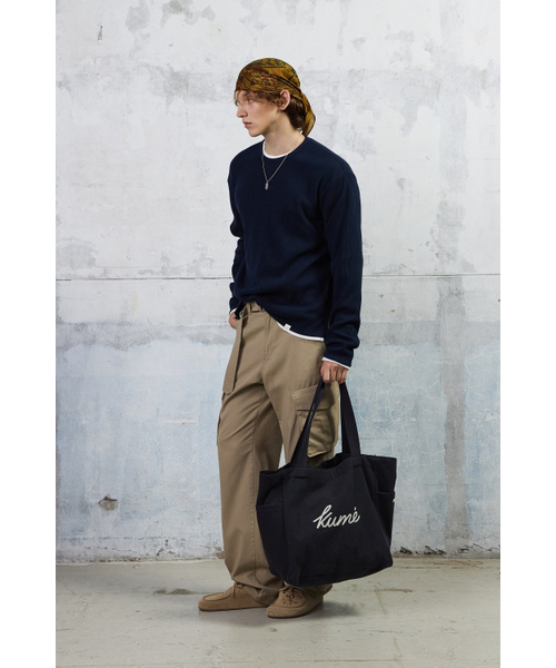 KUME(クメ)の「Logo Embroidered Canvas Bag, Navy(ショルダーバッグ・レディース・その他・FREE)」の2枚目の写真
