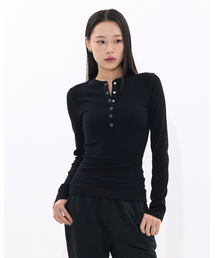 Linker snap Henley Tshirt (BLACK)