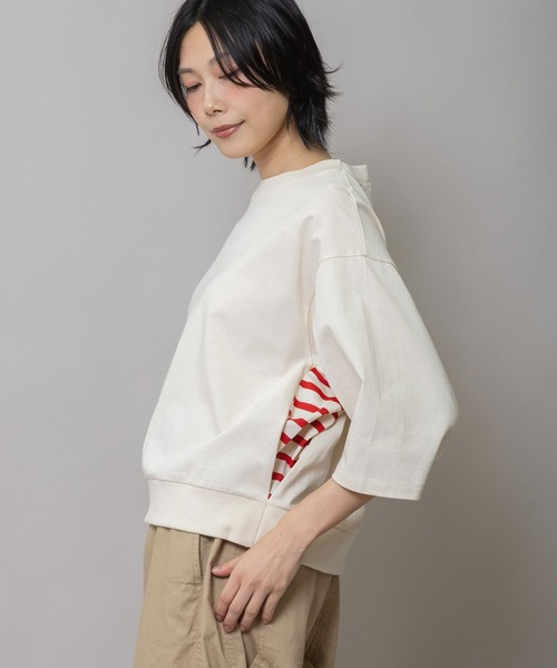 Munich(ミューニック)の「コットンジャージ×バスクボーダーTシャツ(Tシャツ/カットソー・レディース・アイボリー/ネイビー/ホワイト・FREE)」の12枚目の写真