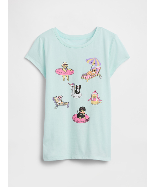 GAP(ギャップ)の「グラフィックTシャツ (キッズ)(Tシャツ/カットソー・キッズ・ライトブルー/アイボリー/ホワイト・160cm/140cm/130cm/120cm/110cm/150cm)」の1枚目の写真