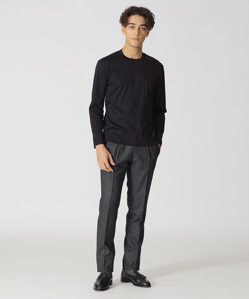 Paul Stuart(ポールスチュアート)の「【ジャケット合わせに最適】長袖ドレスクルーネックTシャツ(Tシャツ/カットソー・メンズ・ブラック・44/46/50/48/52)」の3枚目の写真