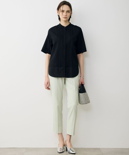 ICB(アイシービー)の「リネンスラブローン バンドカラーデザインシャツ(シャツ/ブラウス・レディース・ブラック系/アイボリー系/ターコイズブルー系・42/44)」の7枚目の写真