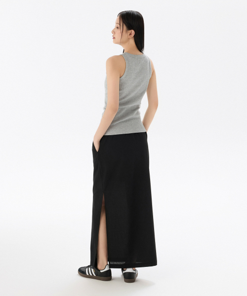MUSINSA STANDARD WOMAN（ムシンサスタンダードウーマン）の「ウィメンズリネンライクバンディングロングスカート[ブラック]（スカート・レディース・その他・X-SMALL/SMALL/MEDIUM/LARGE）」の3枚目の写真
