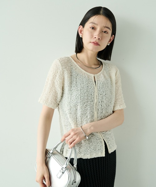 Shelly island(シェリーアイランド)の「シアーシャーリング半袖カットソー(Tシャツ/カットソー・レディース・ホワイト/ピンク/ブラック・FREE)」の11枚目の写真