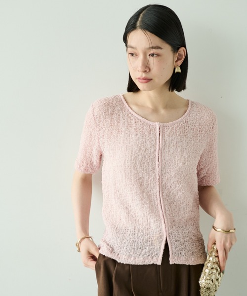 Shelly island(シェリーアイランド)の「シアーシャーリング半袖カットソー(Tシャツ/カットソー・レディース・ホワイト/ピンク/ブラック・FREE)」の21枚目の写真