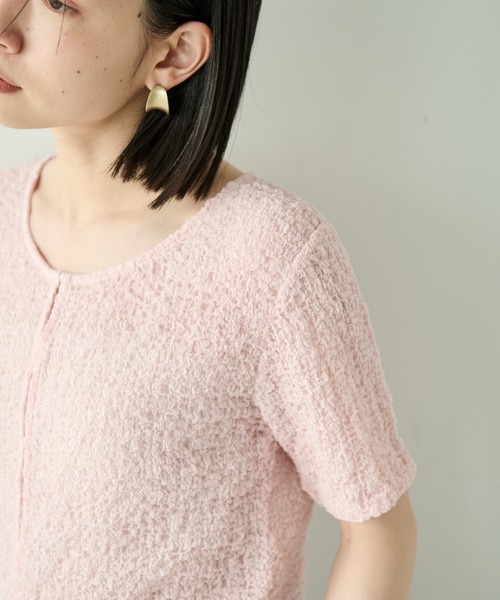 Shelly island(シェリーアイランド)の「シアーシャーリング半袖カットソー(Tシャツ/カットソー・レディース・ホワイト/ピンク/ブラック・FREE)」の8枚目の写真