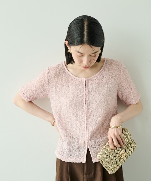 Shelly island(シェリーアイランド)の「シアーシャーリング半袖カットソー(Tシャツ/カットソー・レディース・ホワイト/ピンク/ブラック・FREE)」の22枚目の写真
