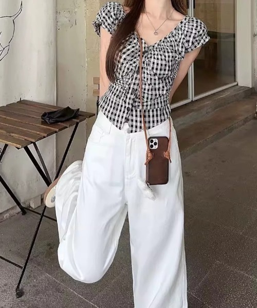LUCPY(ラクピー)の「ギンガムチェックシャーリングトップス(その他トップス・レディース・グレー・SMALL/MEDIUM/LARGE/X-LARGE)」の4枚目の写真