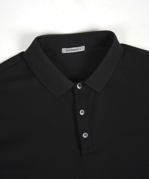 BIRBANTE（ビルバンテ）の「ジェンティレ ピケカラーTシャツ - ブラック（ポロシャツ・メンズ・ブラック・SMALL/MEDIUM/LARGE/X-LARGE）」の3枚目の写真