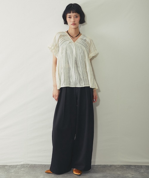 ANOTHER S(アナザーエス)の「セットアップ可クレープデシンツータックワイドパンツ(その他パンツ・レディース・ブラウン/ブラック/ベージュ・FREE)」の17枚目の写真