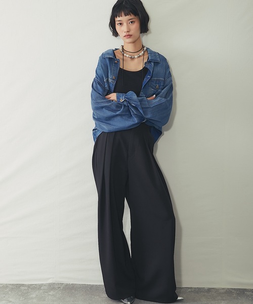 ANOTHER S(アナザーエス)の「セットアップ可クレープデシンツータックワイドパンツ(その他パンツ・レディース・ブラウン/ブラック/ベージュ・FREE)」の9枚目の写真