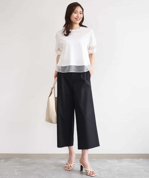 MK MICHEL KLEIN（エムケーミッシェルクラン）の「[洗える]ナチュラルツイルワイドクロップドパンツ（その他パンツ・レディース・ベージュ/ホワイト/ブラック・38/40）」の9枚目の写真
