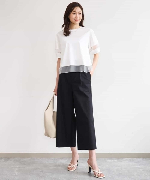 MK MICHEL KLEIN（エムケーミッシェルクラン）の「[洗える]ナチュラルツイルワイドクロップドパンツ（その他パンツ・レディース・ベージュ/ホワイト/ブラック・38/40）」の10枚目の写真