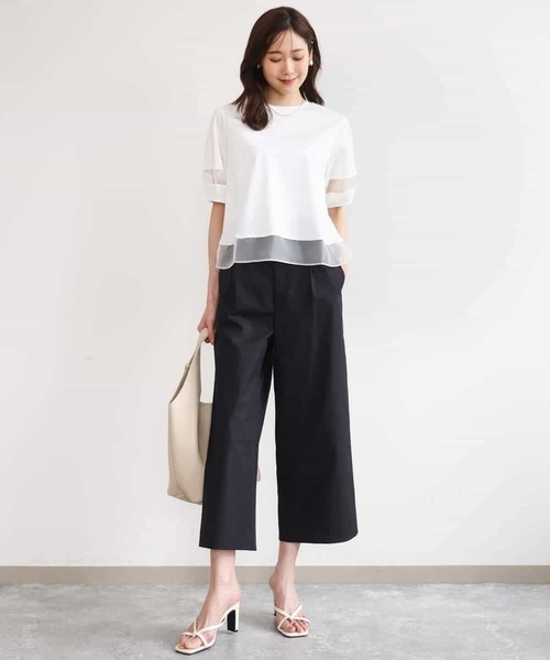 MK MICHEL KLEIN（エムケーミッシェルクラン）の「[洗える]ナチュラルツイルワイドクロップドパンツ（その他パンツ・レディース・ベージュ/ホワイト/ブラック・38/40）」の11枚目の写真