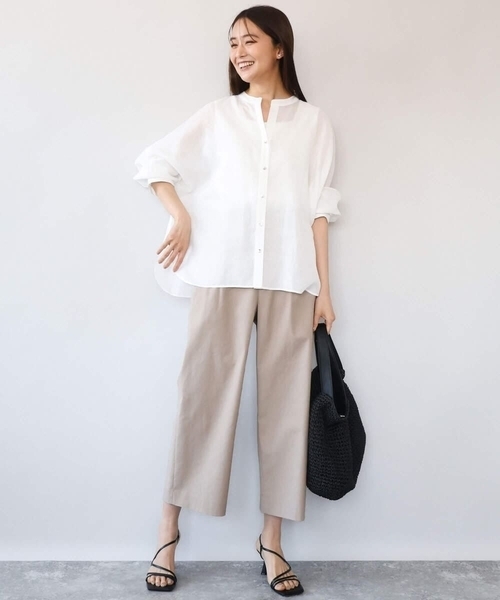 MK MICHEL KLEIN（エムケーミッシェルクラン）の「[洗える]ナチュラルツイルワイドクロップドパンツ（その他パンツ・レディース・ベージュ/ホワイト/ブラック・38/40）」の19枚目の写真