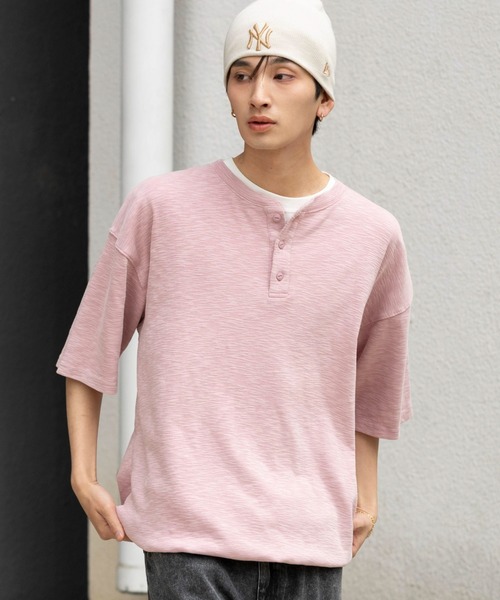 WEGO(ウィゴー)の「WEGO/【26年春夏新作】スラブヘンリーネックT(Tシャツ/カットソー・メンズ・ピンク/チャコール・LARGE/MEDIUM)」の19枚目の写真