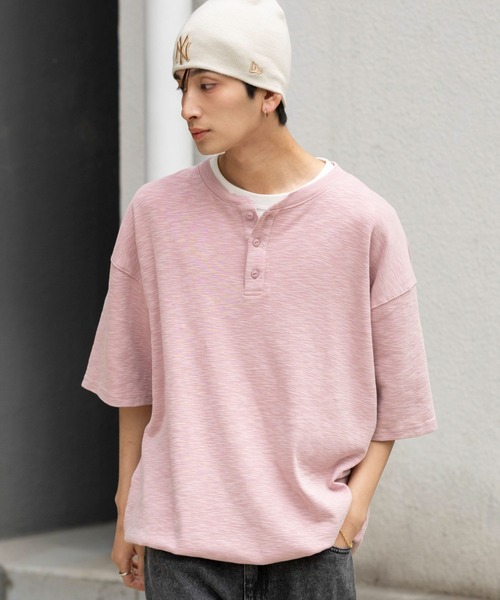 WEGO(ウィゴー)の「WEGO/【26年春夏新作】スラブヘンリーネックT(Tシャツ/カットソー・メンズ・ピンク/チャコール・LARGE/MEDIUM)」の20枚目の写真