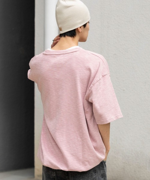 WEGO(ウィゴー)の「WEGO/【26年春夏新作】スラブヘンリーネックT(Tシャツ/カットソー・メンズ・ピンク/チャコール・LARGE/MEDIUM)」の16枚目の写真