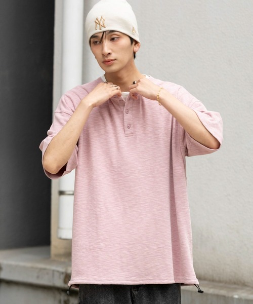 WEGO(ウィゴー)の「WEGO/【26年春夏新作】スラブヘンリーネックT(Tシャツ/カットソー・メンズ・ピンク/チャコール・LARGE/MEDIUM)」の17枚目の写真
