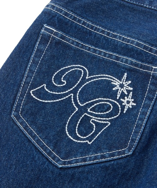 X-girl（エックスガール）の「LOGO MARK STITCHED DENIM PANTS（デニムパンツ・レディース・ピンク/ライトインディゴブルー/インディゴブルー・S/M）」の21枚目の写真