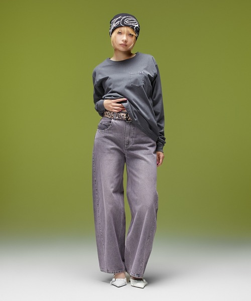 X-girl（エックスガール）の「LOGO MARK STITCHED DENIM PANTS（デニムパンツ・レディース・ピンク/ライトインディゴブルー/インディゴブルー・S/M）」の15枚目の写真