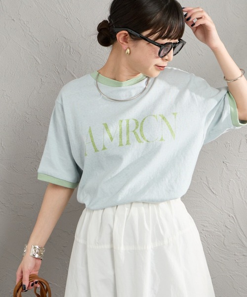 新品タグ付き　Americana AMRCN クロップド リンガーTシャツ Americana/アメリカーナ] AMRCN クロップド リンガーTシャツ（Tシャツ