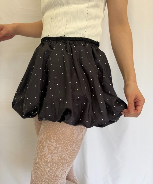 Alite cloth（アリーテクロス）の「ドットミニバルーンスカパン（スカート・レディース・アイボリー/ブラック・FREE）」の2枚目の写真