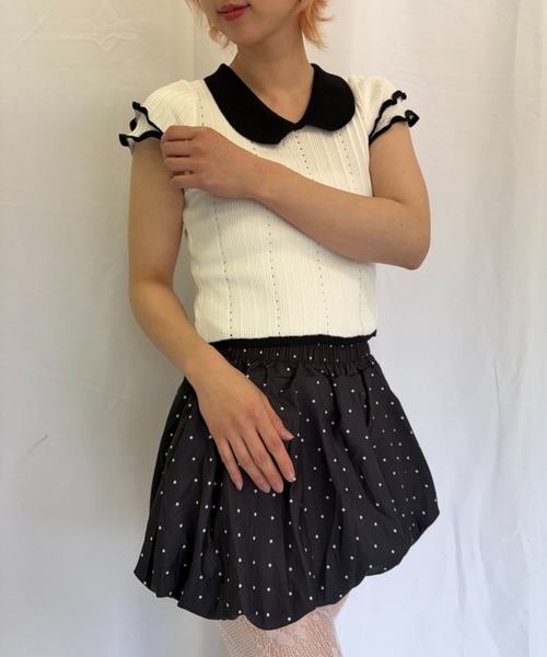 Alite cloth（アリーテクロス）の「ドットミニバルーンスカパン（スカート・レディース・アイボリー/ブラック・FREE）」の3枚目の写真