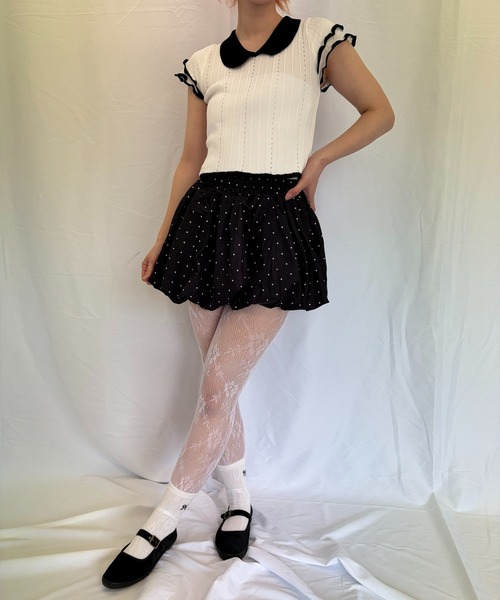 Alite cloth（アリーテクロス）の「ドットミニバルーンスカパン（スカート・レディース・アイボリー/ブラック・FREE）」の4枚目の写真