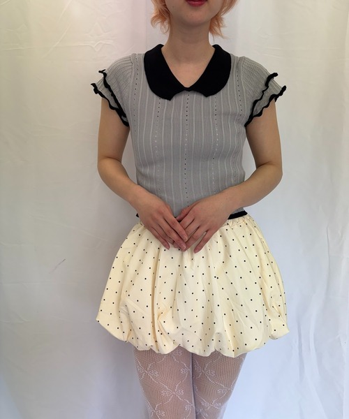 Alite cloth（アリーテクロス）の「ドットミニバルーンスカパン（スカート・レディース・アイボリー/ブラック・FREE）」の5枚目の写真