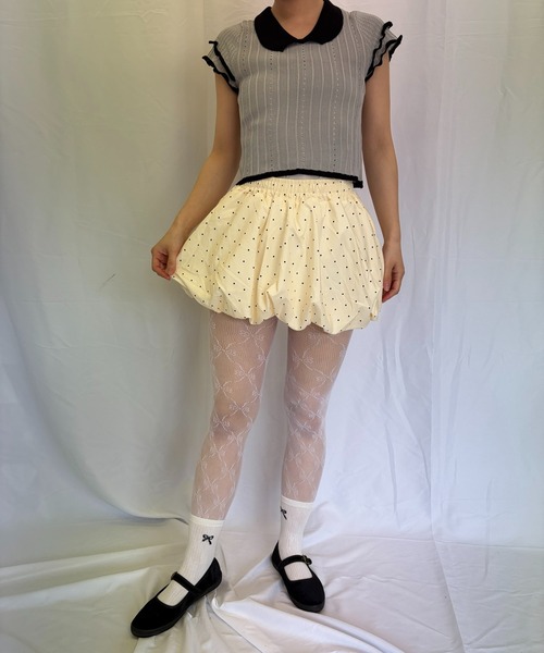 Alite cloth（アリーテクロス）の「ドットミニバルーンスカパン（スカート・レディース・アイボリー/ブラック・FREE）」の6枚目の写真