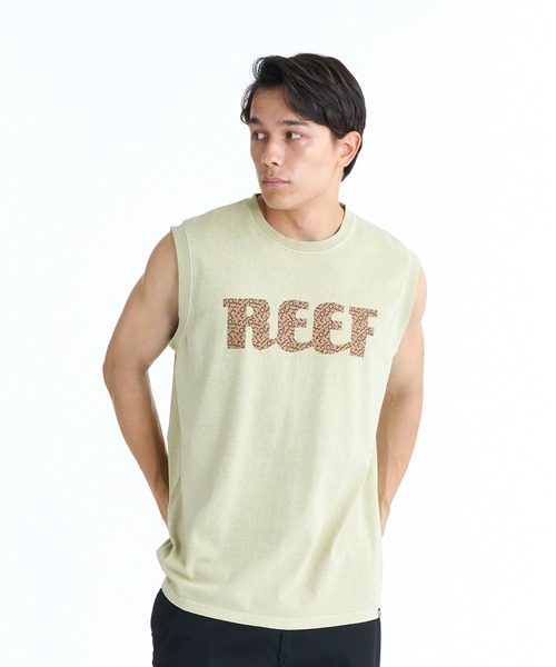 REEF(リーフ)の「REEF 80S LOGO SS T タンクトップ 【2026年春夏モデル】/リーフノースリーブタンクトップ(タンクトップ・メンズ・チャコールグレー/ベージュ/ブルー・SMALL/LARGE/X-LARGE/MEDIUM)」の1枚目の写真