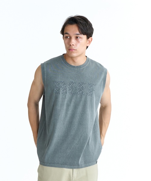 REEF(リーフ)の「REEF 80S LOGO SS T タンクトップ 【2026年春夏モデル】/リーフノースリーブタンクトップ(タンクトップ・メンズ・チャコールグレー/ベージュ/ブルー・SMALL/LARGE/X-LARGE/MEDIUM)」の2枚目の写真