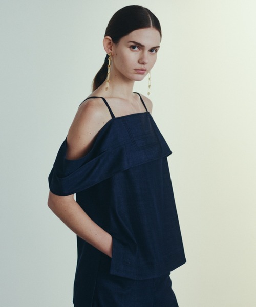 ADORE(アドーア)の「◆ハイブリッドデニムブラウス(シャツ/ブラウス・レディース・ネイビー/ベージュ・38)」の1枚目の写真