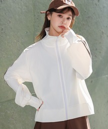 TeddyShop | 【紫外線カット率99%以上/接触冷感/水陸両用/2WAYスタンドネック】長袖ダブルライン柄ラッシュガードブルゾン レディース(ラッシュガード)