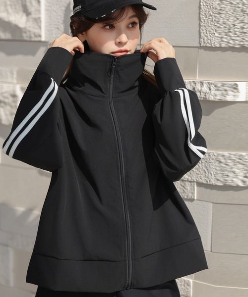 TeddyShop(テディショップ)の「【紫外線カット率99%以上/UPF50+/接触冷感/水陸両用/2WAYスタンドネック】長袖ダブルライン柄ラッシュガードブルゾン レディース(ラッシュガード・レディース・ホワイト/ブラック/ライトベージュ/チャコールグレー・L/S/M)」の17枚目の写真