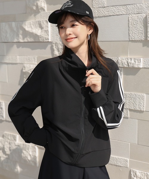 TeddyShop(テディショップ)の「【紫外線カット率99%以上/UPF50+/接触冷感/水陸両用/2WAYスタンドネック】長袖ダブルライン柄ラッシュガードブルゾン レディース(ラッシュガード・レディース・ホワイト/ブラック/ライトベージュ/チャコールグレー・L/S/M)」の22枚目の写真