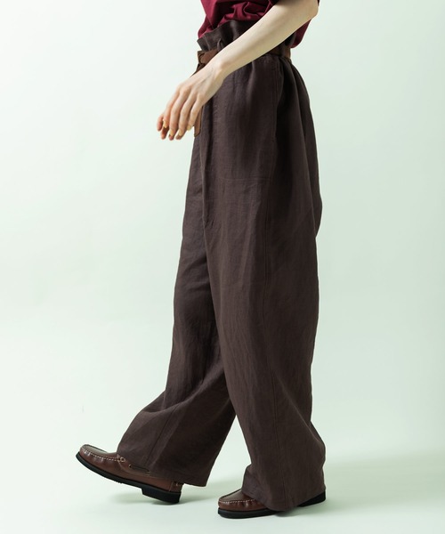 PAR ICI(パーリッシィ)の「フレンチリネン ペーパーバッグパンツ(セットアップ対応)(その他パンツ・レディース・ダークブラウン/レッド/アイボリー・FREE)」の17枚目の写真