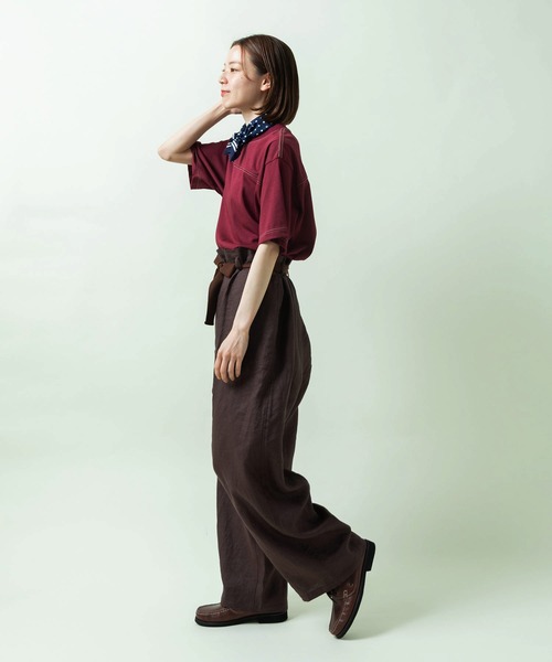 PAR ICI(パーリッシィ)の「フレンチリネン ペーパーバッグパンツ(セットアップ対応)(その他パンツ・レディース・ダークブラウン/レッド/アイボリー・FREE)」の20枚目の写真