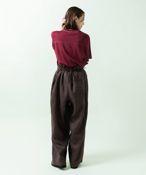 PAR ICI(パーリッシィ)の「フレンチリネン ペーパーバッグパンツ(セットアップ対応)(その他パンツ・レディース・ダークブラウン/レッド/アイボリー・FREE)」の21枚目の写真